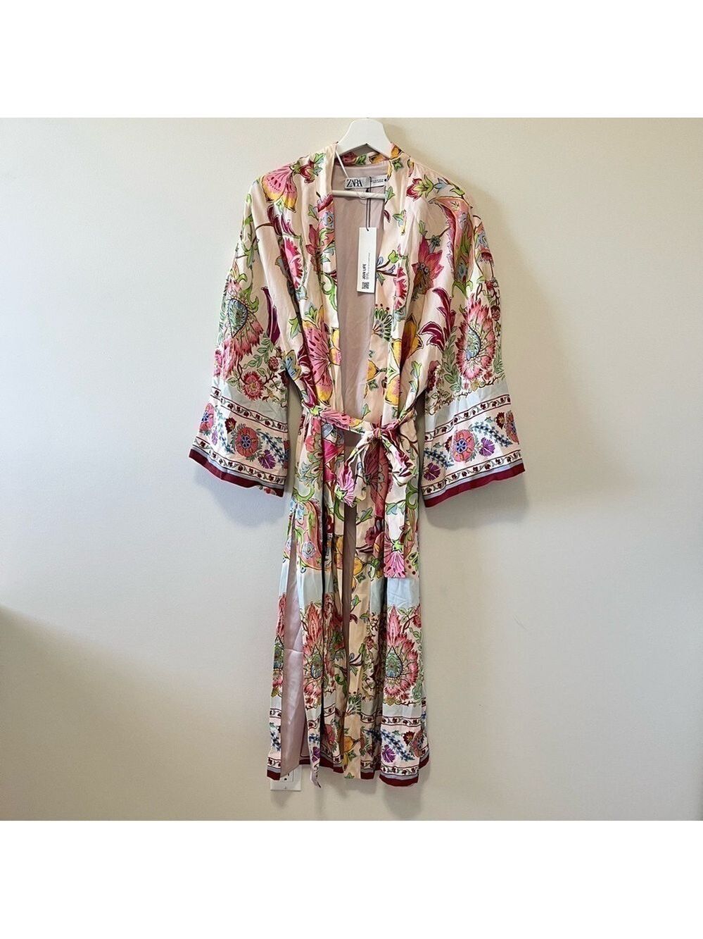 Zara Silky Floral Long Kimono Dress - Picture 6 of 10